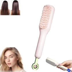 Selbstreinigender antistatischer Massagekamm, drehbare, anhebende, selbstreinigende Haarbürste, Haarstyling-Werkzeuge für Frauen, leicht zu reinigende Haarbürste, Haarbürste (Pink) von Fokayo