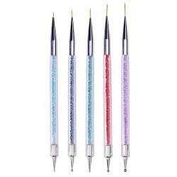 Folpus 5 Teile/satz Dual End Nail art Punktierung Stift Acryl Zeichnung Liner Blume Pinsel Strass Malerei Maniküre Werkzeuge von Folpus