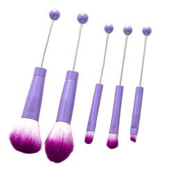Folpus 5-teiliger Lidschattenpinsel mit Perlen, Premium-Make-up-Pinsel-Werkzeug-Set, Kosmetikpinsel für Damen, violett von Folpus