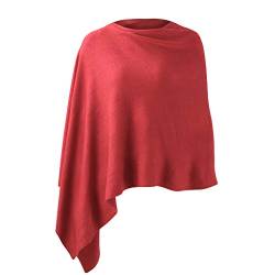 Damen-Poncho, leicht, einfarbig, Pullover-Schal, Strick-Cape, elegant, Damen-Oberteil, burgunderfarben, S/L von Fomolom