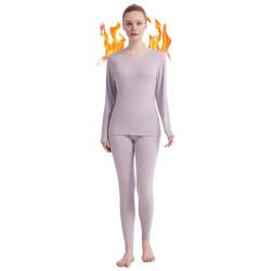 Fomolom Thermounterwäsche Damen einfarbig ultraweich Lange Thermo Unterhose Skiunterwäsche Warme Thermowäsche Set von Fomolom