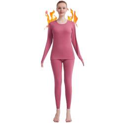 Fomolom Thermounterwäsche Damen einfarbig ultraweich Lange Thermo Unterhose Skiunterwäsche Warme Thermowäsche Set von Fomolom