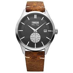 Fonderia Herren Analog Quarz Smart Watch Armbanduhr mit Leder Armband P-6A009UNS von Fonderia