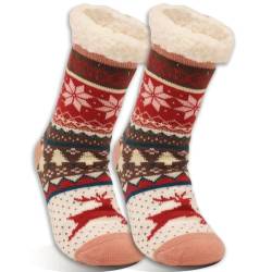 Fonirntu Damen Weihnachten Kuschelsocken Tier Antirutschsocken Stoppersocken mit ABS Sohle Haussocken Thermosocken Mädchen Hüttenschuhe Warme Dicke Socken Winter Geburtstag Geschenk für Mama von Fonirntu