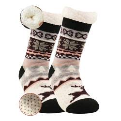 Fonirntu Damen Weihnachten Kuschelsocken Tier Antirutschsocken Stoppersocken mit ABS Sohle Haussocken Thermosocken Mädchen Hüttenschuhe Warme Dicke Socken Winter Geburtstag Geschenk für Mama von Fonirntu