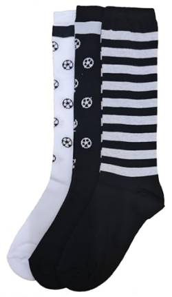 Fontana Calze Unisex Kinder 3cc_bi_lu Lange Socke, warm, elastische Baumwolle, Weiß/Schwarz, 31-34 cm (3er Pack) von Fontana Calze