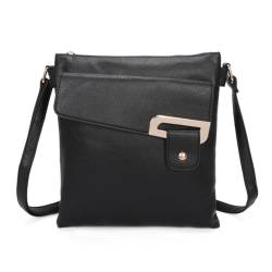 Fontanella Fashion Leichte Damen-Handtasche aus PU-Leder, mit verstellbarem langem Crossbody-Gurt, Schwarz , Small von Fontanella Fashion