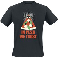 Food T-Shirt - In Pizza We Trust - M bis 3XL - für Männer - Größe L - schwarz von Food