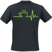 Food T-Shirt - Kaffee EKG - S bis 4XL - für Männer - Größe 3XL - schwarz von Food