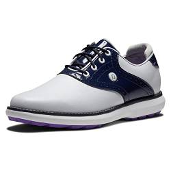 FootJoy Damen Fj Traditions Golfschuh, Weiß, Marineblau, Violett, 37 EU Weit von FootJoy