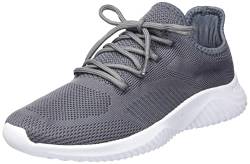 Footfox Damen Walking Fashion Schuhe -Slip On Grau Sneakers weibliche Fußabdrücke, komfortable Tennisschuhe, Sportschuhe, Fitnessstudio, 40.5 EU von Footfox