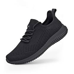 Footfox Damen Walking Fashion Schuhe -Slip On Sneakers Sport Jogging Tennisschuhe Bequeme atmungsaktive Casual Gestrickte Mesh für Gym Arbeit Krankenschwester Turnschuhe,40.5 EU, FFS06BB1, Schwarz von Footfox