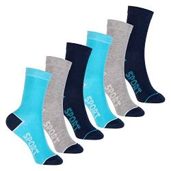 Footstar Bunte Baumwoll Socken für Kinder (6er Pack) Blau-Grau Mix 31-34 von Footstar