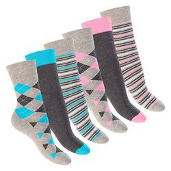 Footstar Damen Wintersocken (6 Paar) Warme Vollfrottee Socken mit Thermo Effekt - Kariert 39-42 von Footstar