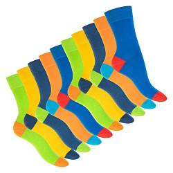 Footstar Damen und Herren Baumwoll-Socken (10 Paar) mit abgesetzter Ferse und Spitze - Multicolor 35-38 von Footstar
