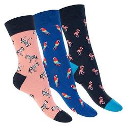 Footstar Damen & Herren Bunte Motiv Socken (3 Paar) Lustige Baumwoll Socken - Flamingo 36-40 von Footstar