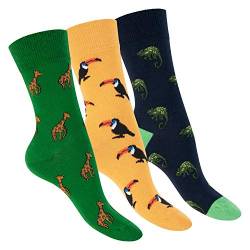 Footstar Damen & Herren Bunte Motiv Socken (3 Paar) Lustige Baumwoll Socken - Safari 41-46 von Footstar
