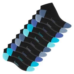 Footstar Damen und Herren Sneaker Socken (10 Paar) mit abgesetzter Ferse und Spitze - Blau 39-42 von Footstar