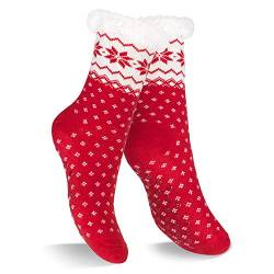 Footstar Damen und Herren Winter Haussocken (1 Paar) Kuschelsocken - Rot 39-42 von Footstar