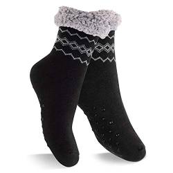 Footstar Damen und Herren Winter Haussocken (1 Paar) Kuschelsocken - Schwarz 39-42 von Footstar