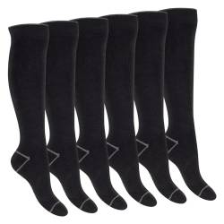 Footstar Damen und Herren Winter Kniestrümpfe (6 Paar) Warme Vollfrottee Socken mit Thermo Effekt - Schwarz 39-42 von Footstar