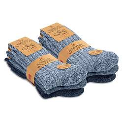 Footstar Herren Winter Wollsocken (6 Paar) Norweger Socken mit Frottee Plüschsohle - Blautöne 35-38 von Footstar