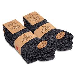 Footstar Herren Winter Wollsocken (6 Paar) Norweger Socken mit Frottee Plüschsohle - Grau-Melange 35-38 von Footstar