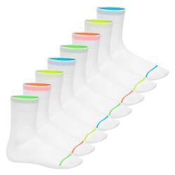 Footstar Herren & Damen Baumwollsocken (8 Paar) Socken im Neon Look - Weiß 43-46 von Footstar
