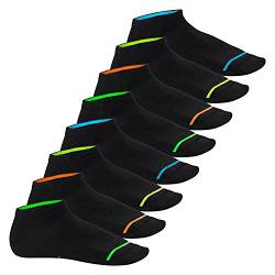 Footstar Herren & Damen Sneaker Socken (8 Paar), Kurze Sportsocken im Neon Look - Neon Glow - Schwarz 35-38 von Footstar