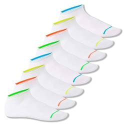 Footstar Herren & Damen Sneaker Socken (8 Paar), Kurze Sportsocken im Neon Look - Neon Glow - Weiß 39-42 von Footstar