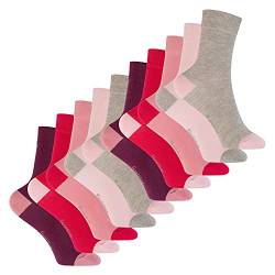 Footstar Kinder Baumwoll Socken (10 Paar) mit abgesetzter Ferse und Spitze - Berry 31-34 von Footstar