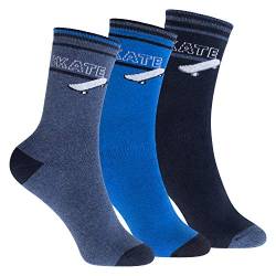 Footstar Kinder Frottee-Socken mit Motiv (3 Paar) Warme Socken mit Thermoeffekt - Skate Motiv 31-34 von Footstar