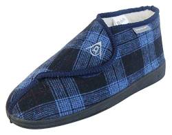 Dunlop Herren Orthopädische Stiefel-Hausschuhe, verstellbar, Marineblau (Navy Plaid), 45 EU von Footwear Studio