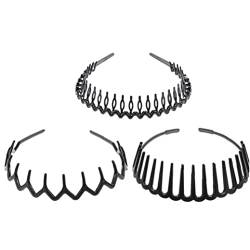 3 Pcs Plastikzahn Haar Kammstirnband, Komfortwellige Zahnhaarband, Harte Stirnbänder Haarzubehör Für Frauen Männer Mädchen von Fopytu