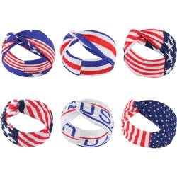 6 Pcs Amerikanische Flagge Stirnbänder Für Frauen Mädchen Independence Day 4. Juli Rot Weiß Blau Patriotische Bogenkleiderstirnband -accessoires von Fopytu