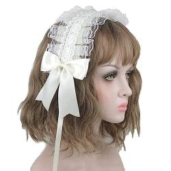 Spitze Lolita Stirnband Für Frauen Mädchen Lolita Maid Cosplay Haare Hoop Süße Bögen Kopfbedecke Vintage Spitzenspitzen Haarzubehör Accessoires von Fopytu