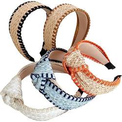 Stirnbänder Für Frauen, 5 Pcs Stroh Stirnbänder, Sommer Breit von Fopytu