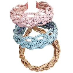 Strohstadbänder, 3 Pcs Mode Rattan Breitstirnband Hohl Out Stirnband Haare Accessoires Für Frauen von Fopytu