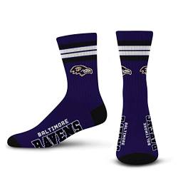 Bare Feet NFL Deuce Crew Herrensocken, 4 Streifen, Herren, 504-TCDEUCENFL, Baltimore Ravens, Large (10-13) von For Bare Feet