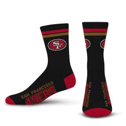 FBF - NFL 2 Streifen Erwachsene Team Logo Crew Kleid Socken Schuhe für Männer & Frauen Game Day Bekleidung Größe XL XL Extra Large, San Francisco 49Ers, Large von For Bare Feet