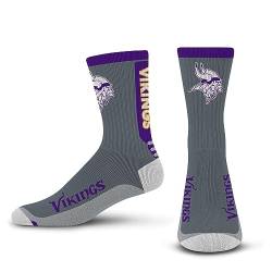 FBF - NFL Erwachsene Team Logo Cool Grey Jump Key Crew Kleid Socken Schuhe für Männer und Frauen Game Day Bekleidung - Größe L 10-13, Minnesota Vikings, Large von For Bare Feet