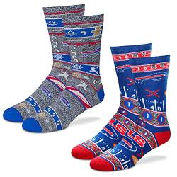 FBF Orginals – NFL Super Fan & Ugly Holiday Weihnachten Geschenk Socken – 2 Pack, Buffalo Bills, Medium von For Bare Feet