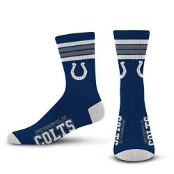 FBF Unisex-Erwachsene 4 Streifen Deuce Crew-Socken, Indianapolis Colts, Medium von For Bare Feet