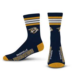 For Bare Feet FBF Nashville Predators 4 Stripe Crew NHL Socken Navy, L von For Bare Feet