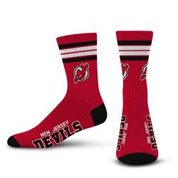 For Bare Feet Herren NHL 4 Stripe Deuce Crew Socken, Herren, New Jersey Devils, 10-13 von For Bare Feet