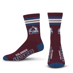 For Bare Feet Herren Socken NHL 4 Stripe Deuce Crew, Colorado Avalanche, Größe L (38-47) von For Bare Feet