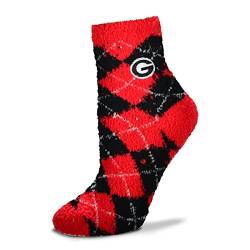 For Bare Feet NCAA Argyle Fuzzy Schlafsocken, Unisex-Erwachsene, Georgia Bulldogs, Medium von For Bare Feet