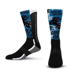 For Bare Feet NFL Herren Damen Team Color Logo Game Day Montage Performance Warm & Cold Weather Comfort Crew Socken, Carolina Panthers – Schwarz, Medium von For Bare Feet