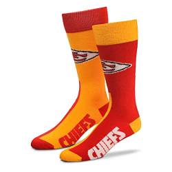 Kansas City Chiefs Big Top Mismatch Herren Crew Socken - Patrick Mahomes #15 - Rot - Large (10-13) US von For Bare Feet