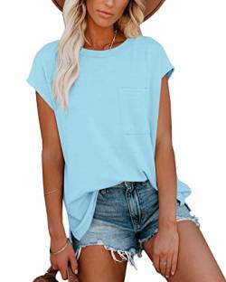 For G and PL Damen Casual Tunika Frauen Kurzärmig T-Shirt Women T-Shirt Blau M von For G and PL